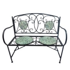 5029936998064 1 Mosaic Leaf Design Metal Garden Bench.jpg